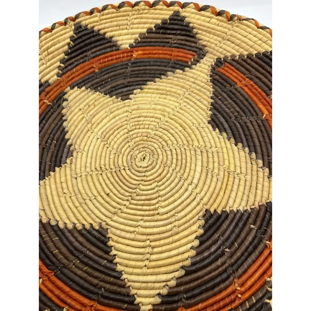 Handwoven Wicker Basket Plate Wall Decor Star‎ Design Display Boho Chic